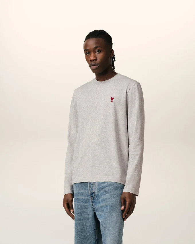 Grey Cotton Ami De Coeur Long Sleeves T-Shirt Grey Cotton Ami De Coeur Long Sleeves T-Shirt