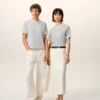 Grey Cotton Ami Paris Knitted Patch T-Shirt Grey Cotton Ami Paris Knitted Patch T-Shirt