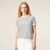 Grey Cotton Ami Paris Knitted Patch T-Shirt Grey Cotton Ami Paris Knitted Patch T-Shirt