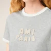 Grey Cotton Ami Paris Knitted Patch T-Shirt Grey Cotton Ami Paris Knitted Patch T-Shirt