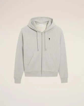 Grey Cotton Contrasted Ami De Coeur Hoodie