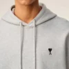 Grey Cotton Contrasted Ami De Coeur Hoodie Grey Cotton Contrasted Ami De Coeur Hoodie