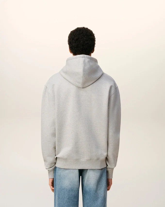 Grey Cotton Contrasted Ami De Coeur Hoodie Grey Cotton Contrasted Ami De Coeur Hoodie