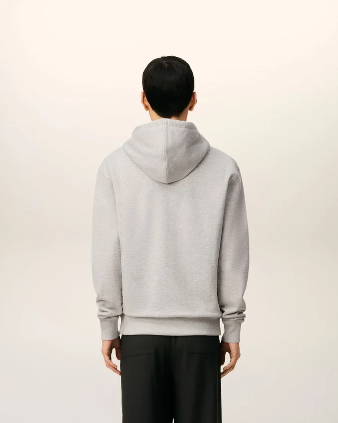 Grey Cotton Contrasted Ami De Coeur Hoodie Grey Cotton Contrasted Ami De Coeur Hoodie