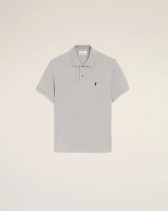 Grey Cotton Contrasted Ami De Coeur Polo Shirt