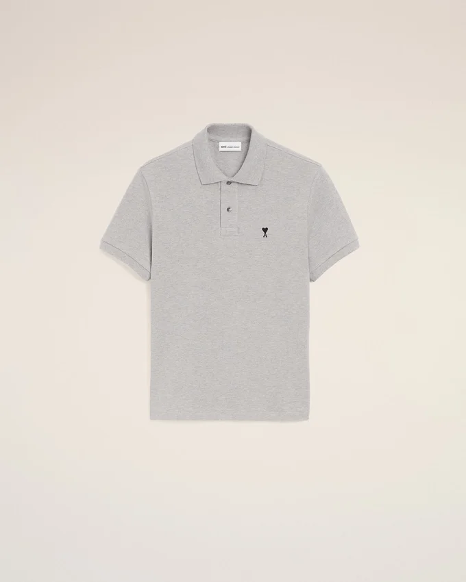 Grey Cotton Contrasted Ami De Coeur Polo Shirt Grey Cotton Contrasted Ami De Coeur Polo Shirt