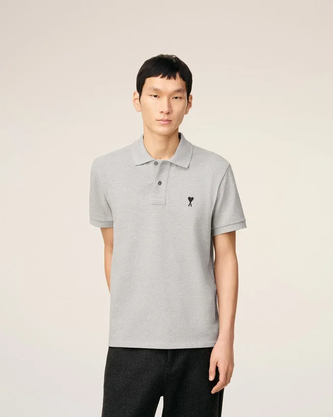 Grey Cotton Contrasted Ami De Coeur Polo Shirt Grey Cotton Contrasted Ami De Coeur Polo Shirt