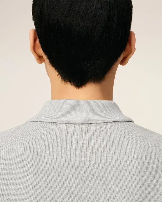 Grey Cotton Contrasted Ami De Coeur Polo Shirt Grey Cotton Contrasted Ami De Coeur Polo Shirt