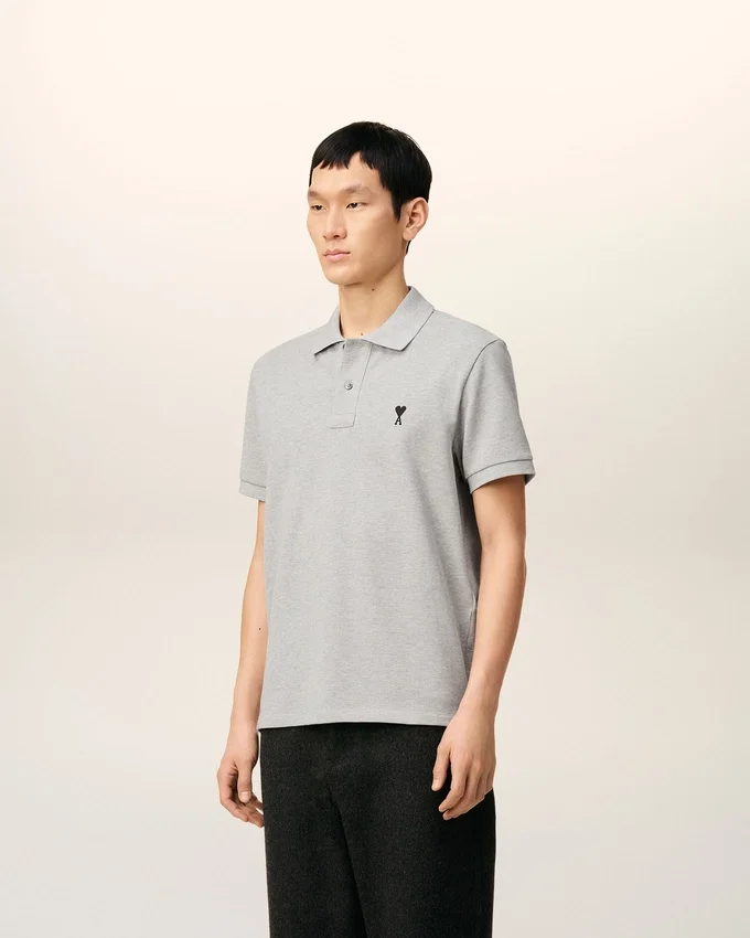 Grey Cotton Contrasted Ami De Coeur Polo Shirt Grey Cotton Contrasted Ami De Coeur Polo Shirt