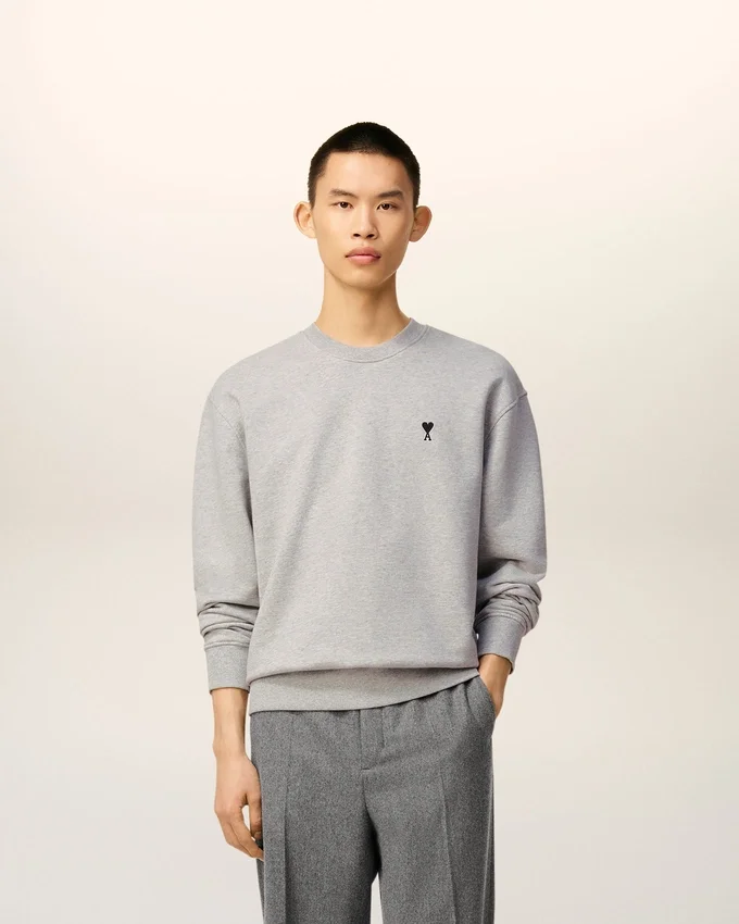 Grey Cotton Contrasted Ami De Coeur Sweatshirt Grey Cotton Contrasted Ami De Coeur Sweatshirt