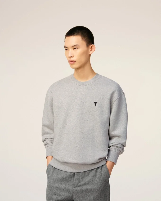 Grey Cotton Contrasted Ami De Coeur Sweatshirt Grey Cotton Contrasted Ami De Coeur Sweatshirt