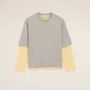 Grey Cotton Double-Sleeve Effect Ami De Coeur T-Shirt