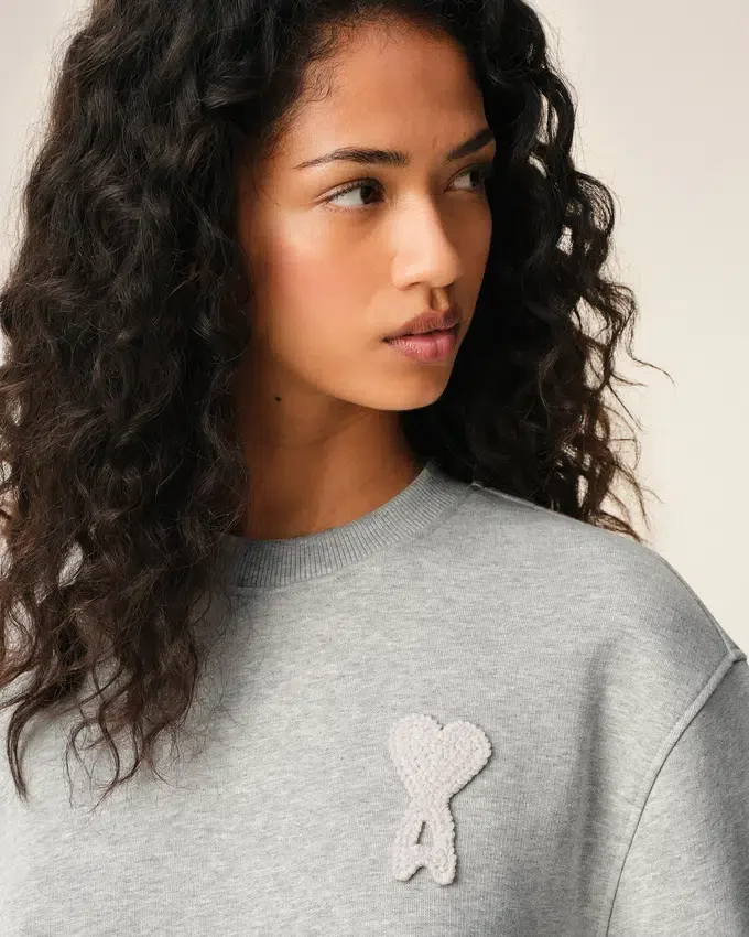 Grey Cotton Knitted Ami De Coeur Sweatshirt Grey Cotton Knitted Ami De Coeur Sweatshirt