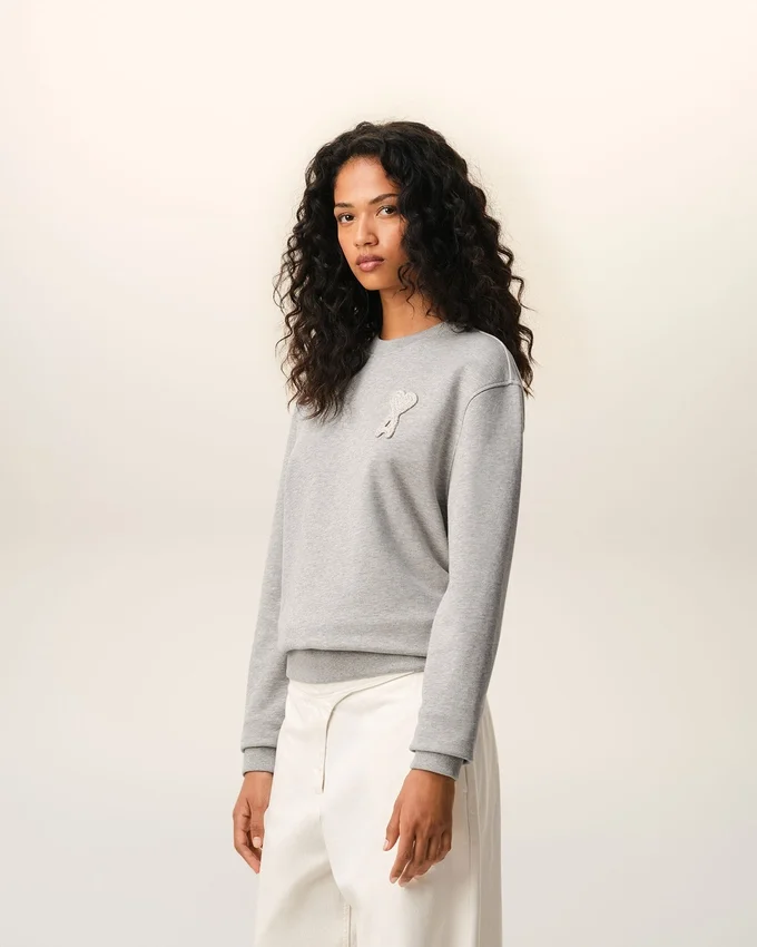Grey Cotton Knitted Ami De Coeur Sweatshirt Grey Cotton Knitted Ami De Coeur Sweatshirt