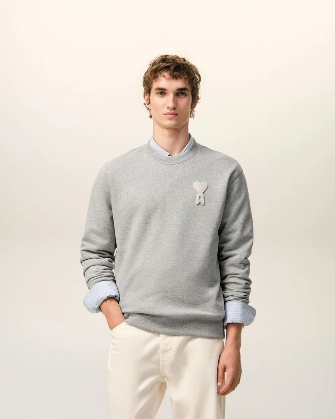 Grey Cotton Knitted Ami De Coeur Sweatshirt Grey Cotton Knitted Ami De Coeur Sweatshirt
