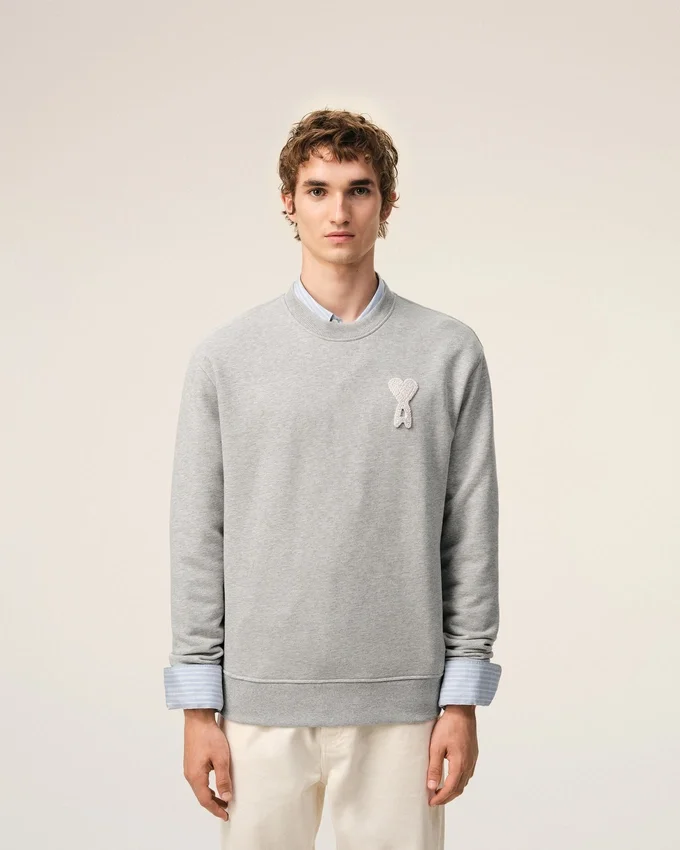 Grey Cotton Knitted Ami De Coeur Sweatshirt Grey Cotton Knitted Ami De Coeur Sweatshirt