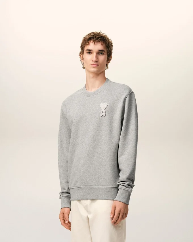 Grey Cotton Knitted Ami De Coeur Sweatshirt Grey Cotton Knitted Ami De Coeur Sweatshirt