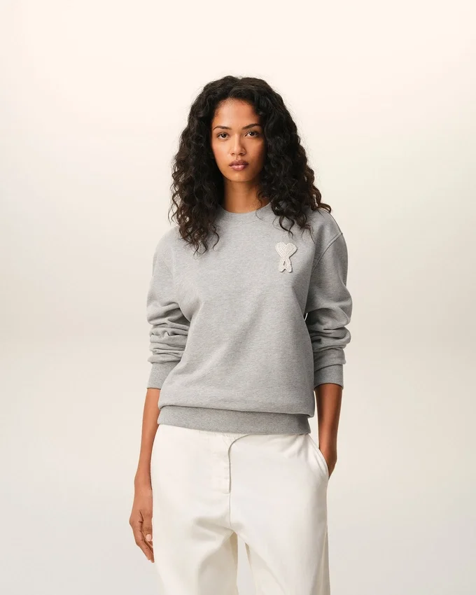 Grey Cotton Knitted Ami De Coeur Sweatshirt Grey Cotton Knitted Ami De Coeur Sweatshirt