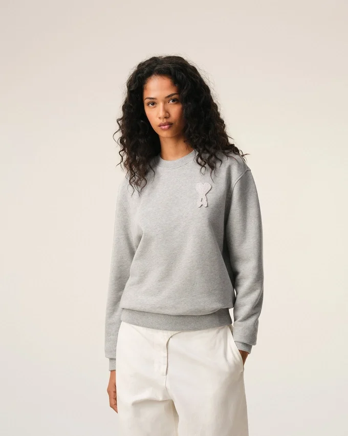 Grey Cotton Knitted Ami De Coeur Sweatshirt Grey Cotton Knitted Ami De Coeur Sweatshirt