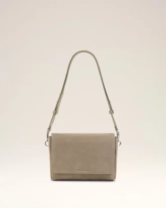Grey Cow Leather Flap Messenger Carrousel Bag