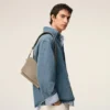 Grey Cow Leather Flap Messenger Carrousel Bag