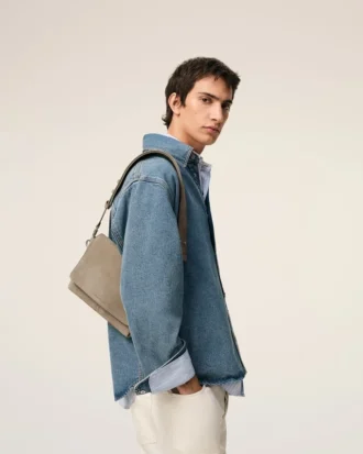 Grey Cow Leather Flap Messenger Carrousel Bag