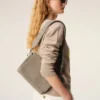 Grey Cow Leather Flap Messenger Carrousel Bag