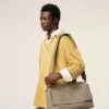 Grey Cow Leather Large Flap Carrousel Bag