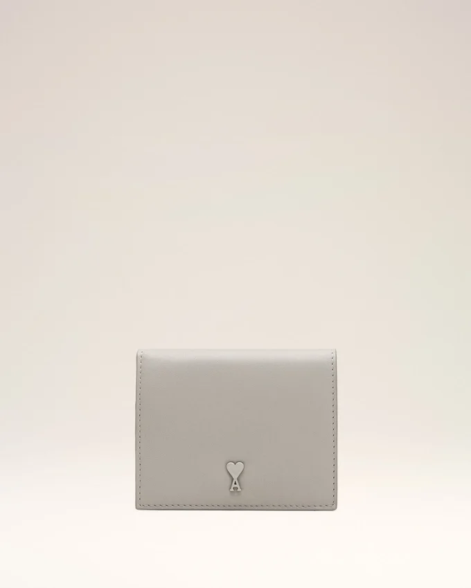 Grey Cowhide Leather Ami De Coeur Bifold Wallet Grey Cowhide Leather Ami De Coeur Bifold Wallet