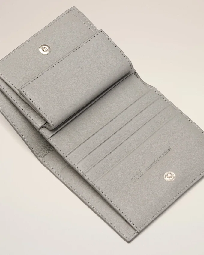 Grey Cowhide Leather Ami De Coeur Bifold Wallet Grey Cowhide Leather Ami De Coeur Bifold Wallet