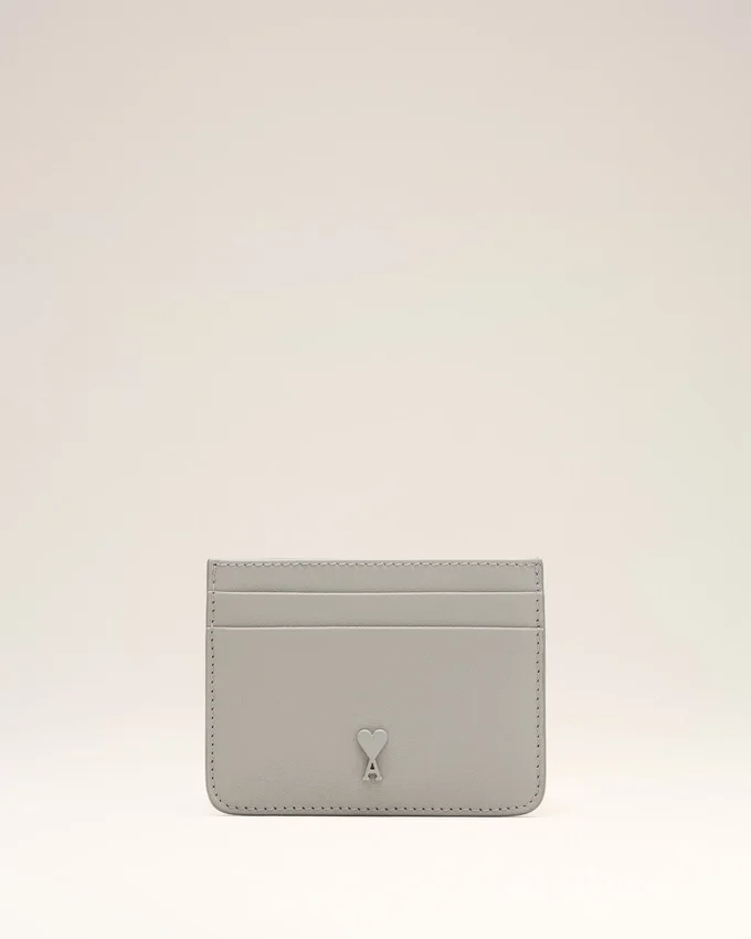 Grey Cowhide Leather Ami De Coeur Card Holder Grey Cowhide Leather Ami De Coeur Card Holder
