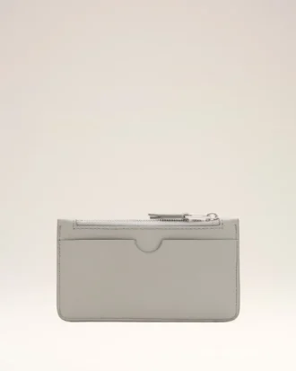 Grey Cowhide Leather Ami De Coeur Zipped Card Holder