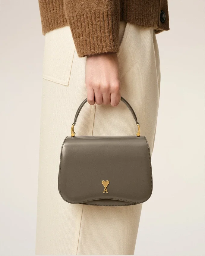 Grey Glazed Leather Top Handle Paris Paris Bag Grey Glazed Leather Top Handle Paris Paris Bag