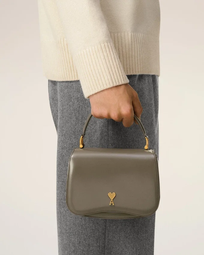 Grey Glazed Leather Top Handle Paris Paris Bag Grey Glazed Leather Top Handle Paris Paris Bag