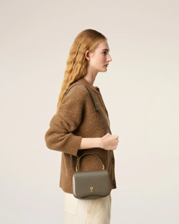 Grey Glazed Leather Top Handle Paris Paris Bag Grey Glazed Leather Top Handle Paris Paris Bag
