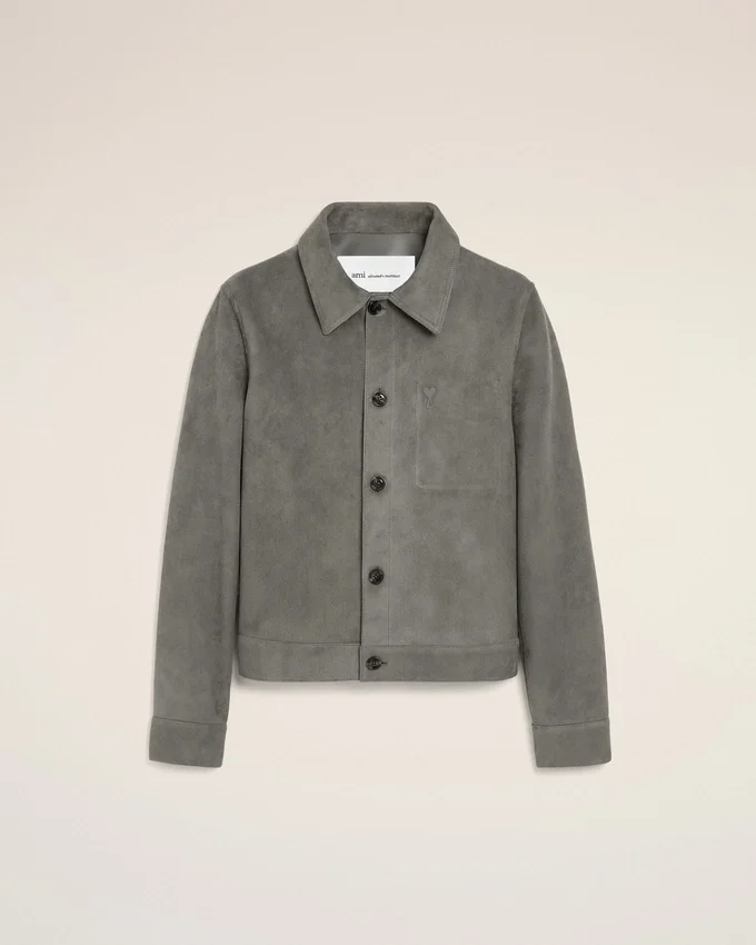 Grey Goat Leather Ami De Coeur Buttoned Jacket Grey Goat Leather Ami De Coeur Buttoned Jacket