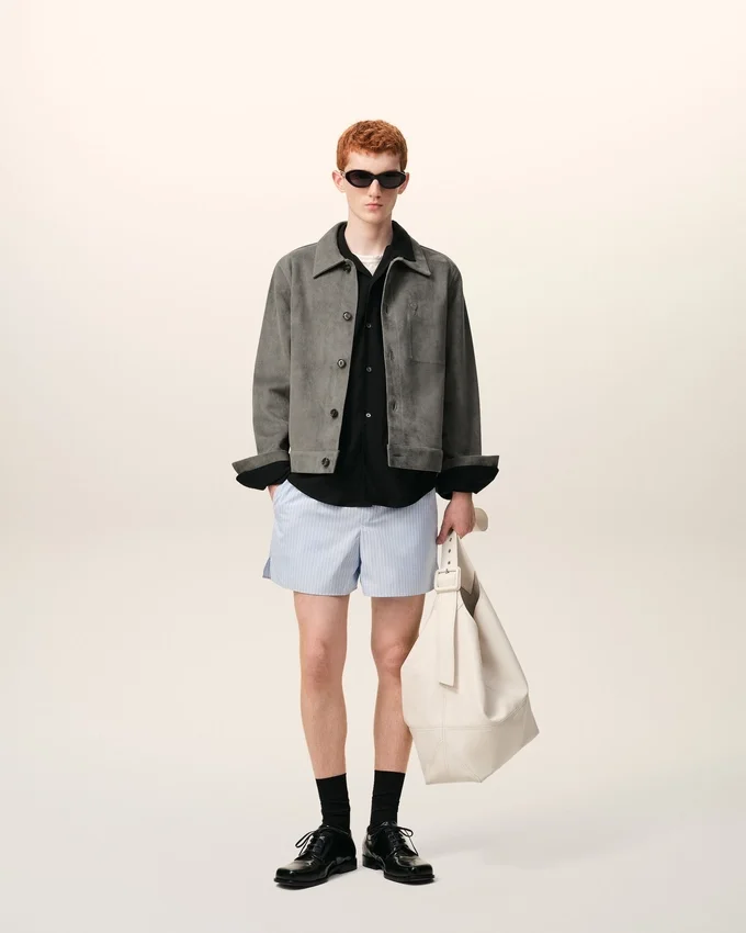 Grey Goat Leather Ami De Coeur Buttoned Jacket Grey Goat Leather Ami De Coeur Buttoned Jacket