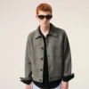 Grey Goat Leather Ami De Coeur Buttoned Jacket Grey Goat Leather Ami De Coeur Buttoned Jacket