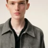 Grey Goat Leather Ami De Coeur Buttoned Jacket Grey Goat Leather Ami De Coeur Buttoned Jacket