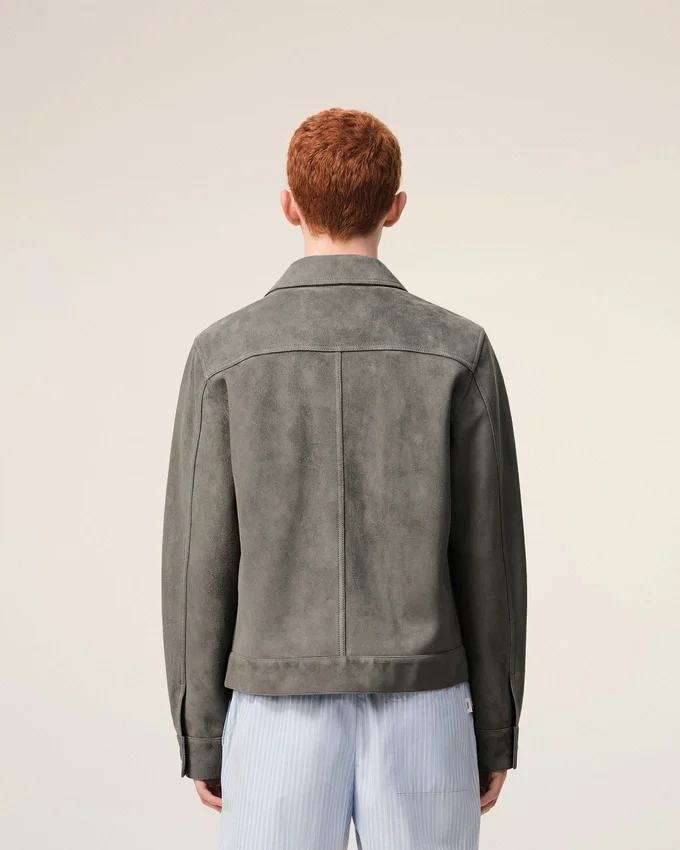 Grey Goat Leather Ami De Coeur Buttoned Jacket Grey Goat Leather Ami De Coeur Buttoned Jacket