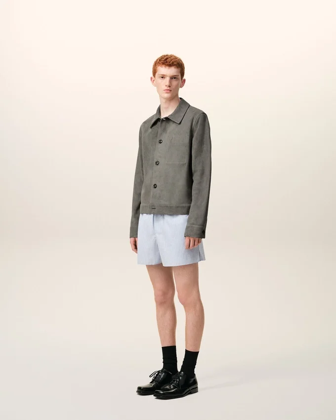 Grey Goat Leather Ami De Coeur Buttoned Jacket Grey Goat Leather Ami De Coeur Buttoned Jacket