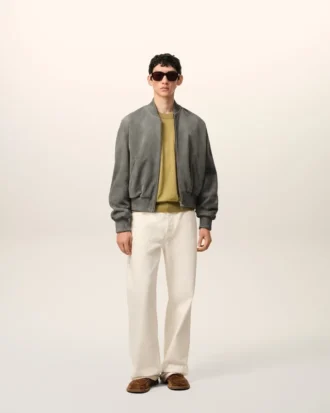 Grey Goat Leather Ami De Coeur Zipped  Jacket