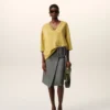Grey New Wool Big Buckle Belted Midi Skirt Grey New Wool Big Buckle Belted Midi Skirt