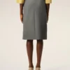 Grey New Wool Big Buckle Belted Midi Skirt Grey New Wool Big Buckle Belted Midi Skirt