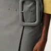 Grey New Wool Big Buckle Belted Midi Skirt Grey New Wool Big Buckle Belted Midi Skirt
