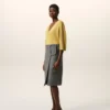 Grey New Wool Big Buckle Belted Midi Skirt Grey New Wool Big Buckle Belted Midi Skirt