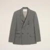 Grey New Wool Double Breasted Straight Jacket Grey New Wool Double Breasted Straight Jacket