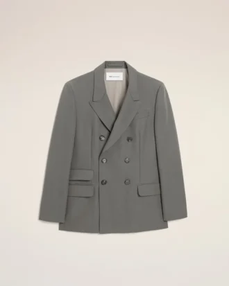 Grey New Wool Double Breasted Straight Jacket