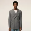 Grey New Wool Double Breasted Straight Jacket Grey New Wool Double Breasted Straight Jacket