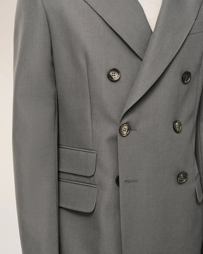 Grey New Wool Double Breasted Straight Jacket Grey New Wool Double Breasted Straight Jacket